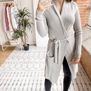Aritzia Wilfred Torcy Belted Long Duster Cardigan Sweater